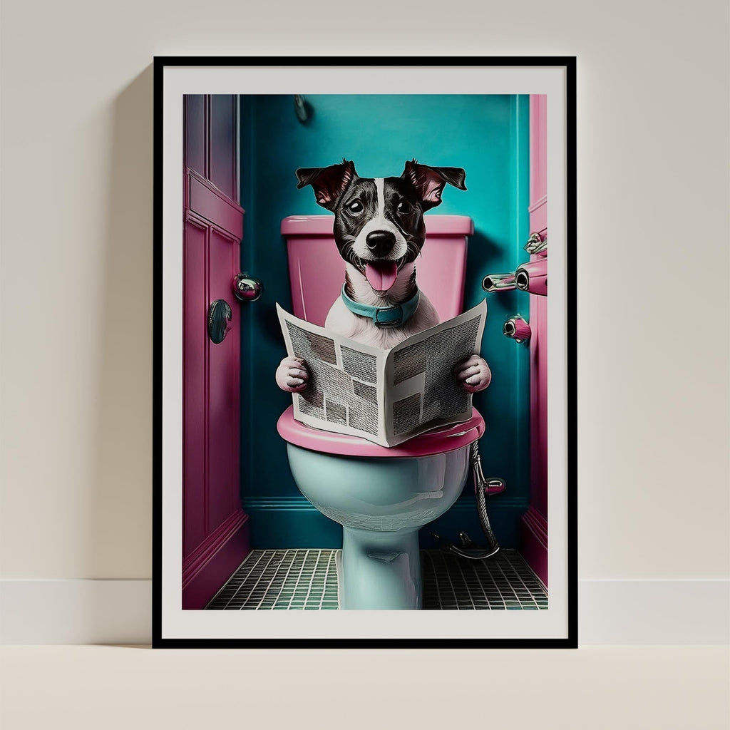 Jack Russell Toilet Dogs PInk and Turquise image 0
