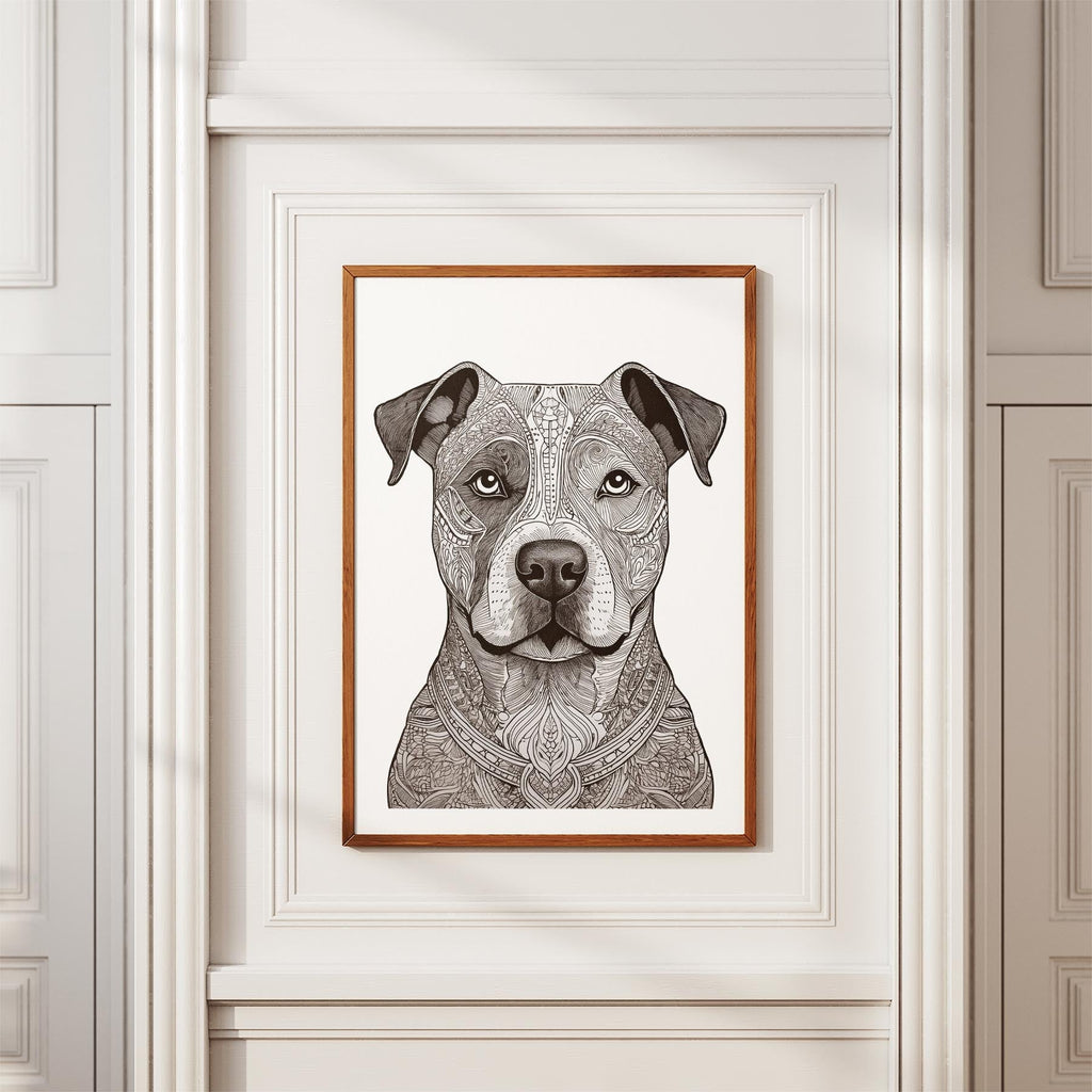Staffordshire Bull Terrier Mandala Black and White Dog Series image 3
