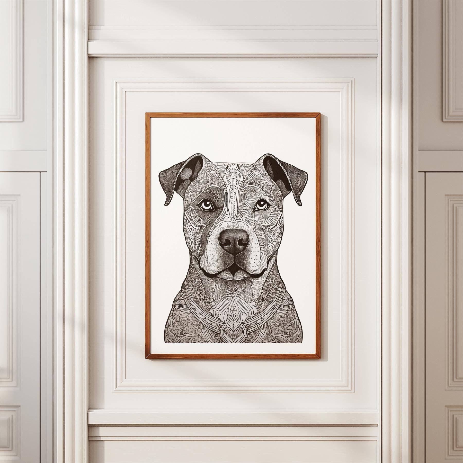 Staffordshire Bull Terrier Mandala Black and White Dog Series image 3