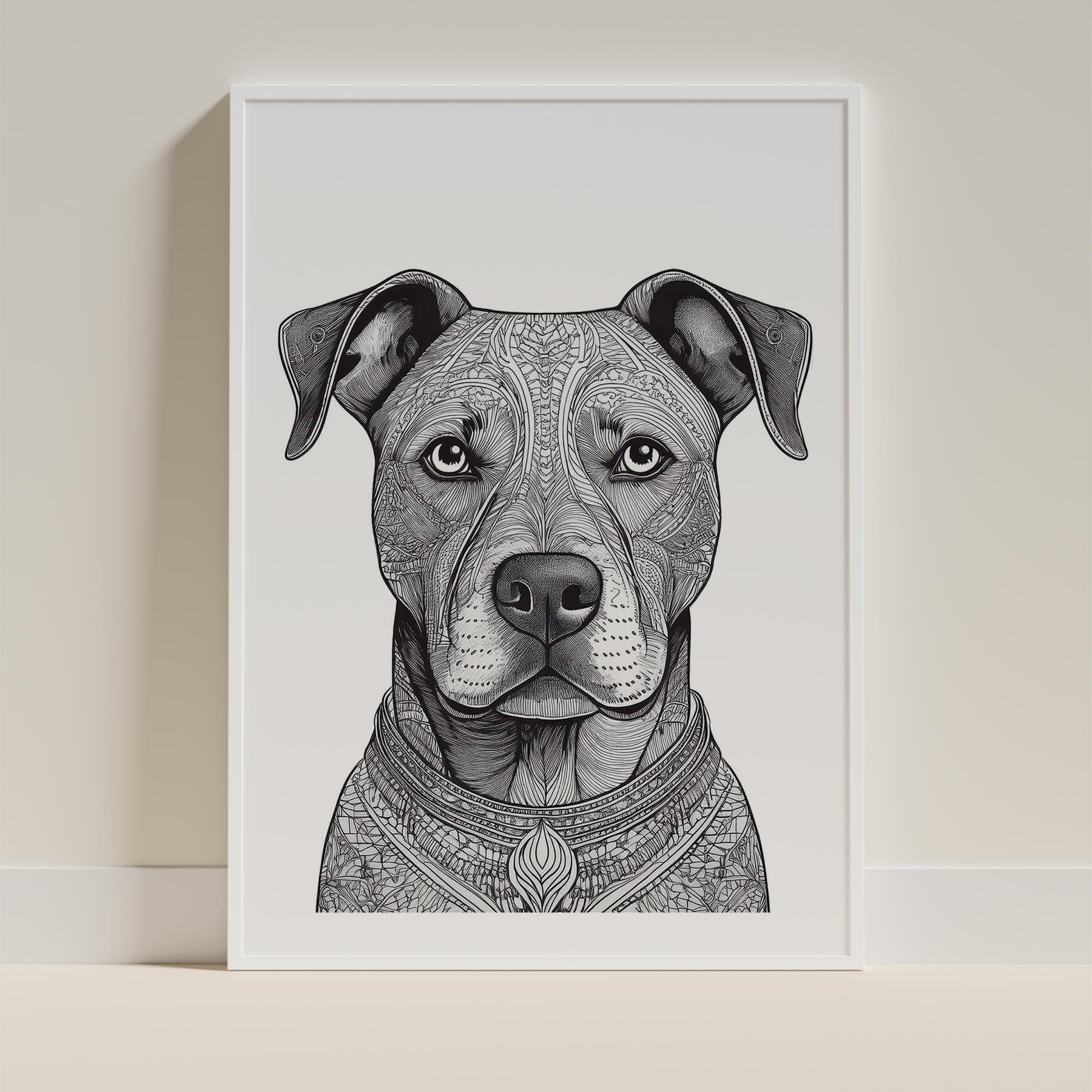 American Pitbull Terrier Mandala Black and White Dog Series image 9