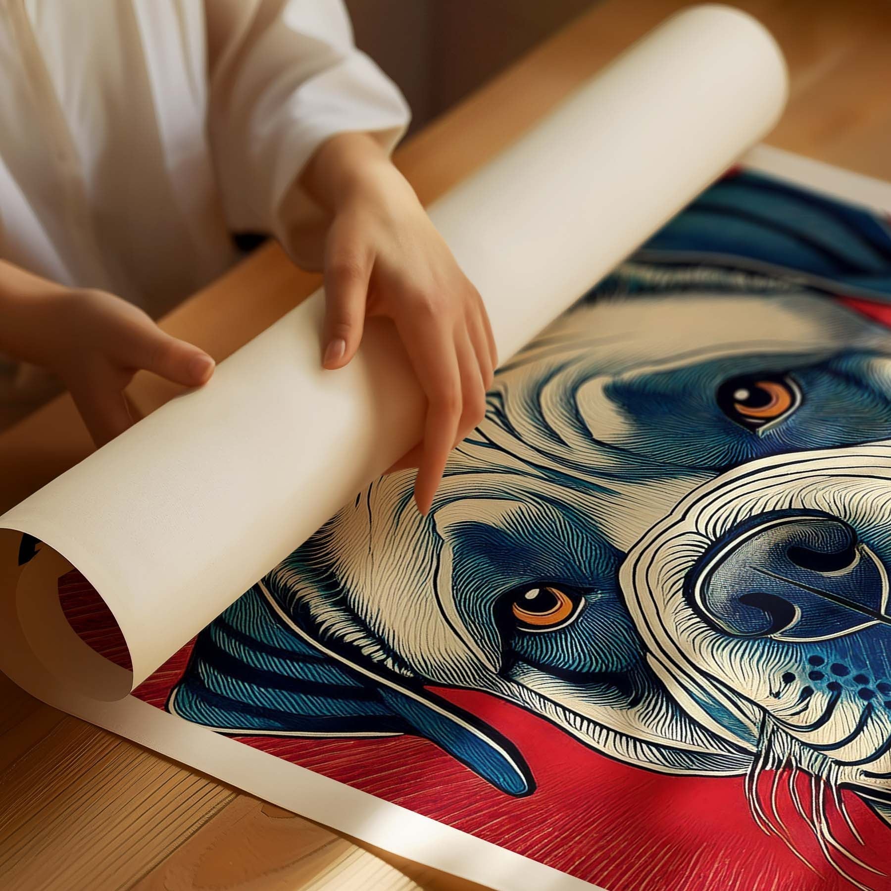 Bullmastiff Hokusai Japanese Inspired Dog Series with Text image 1