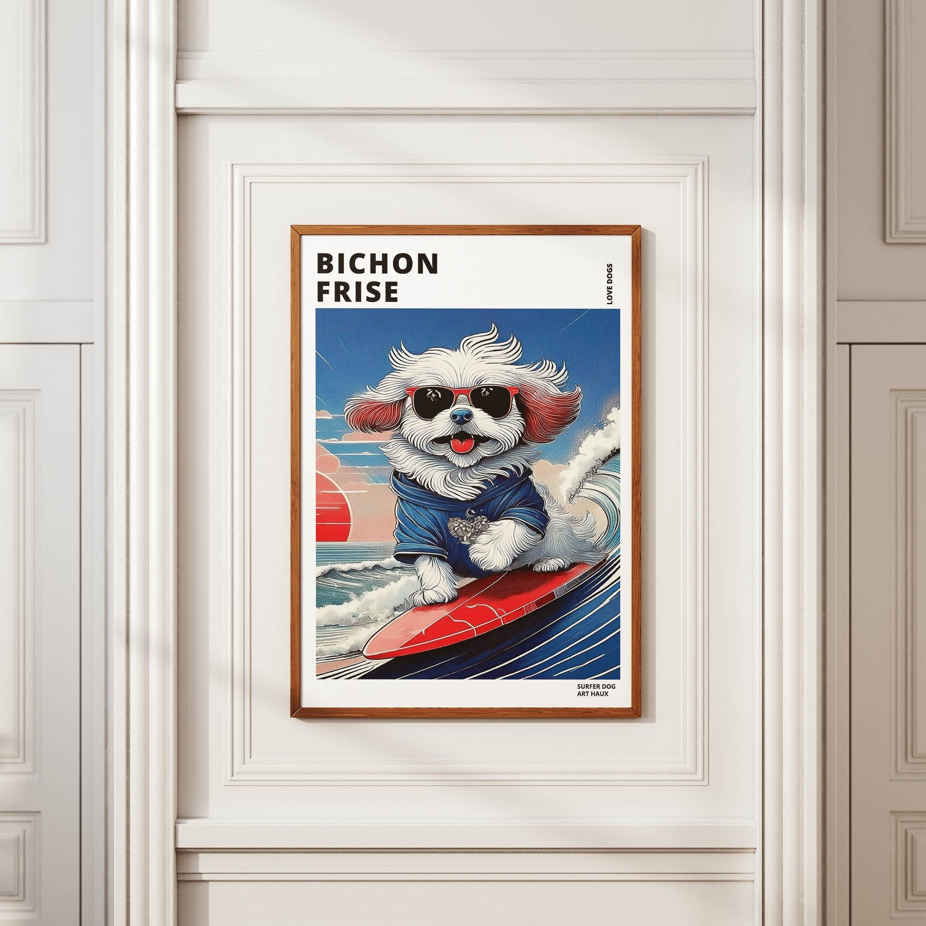 Bichon Frise Hokosai Surfer Dogs 1 image 2