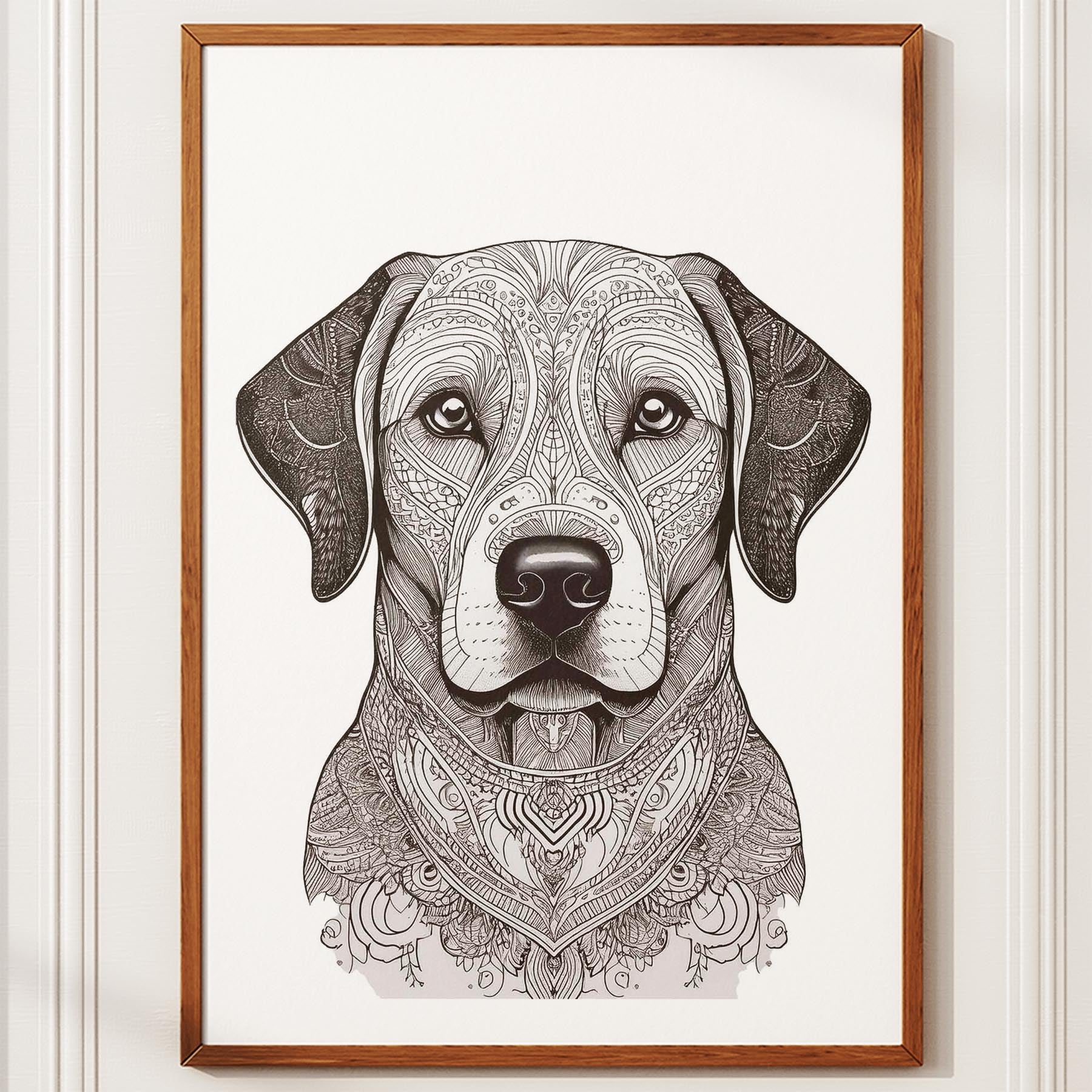 Labrador Retriever Mandala Black and White Dog Series image 10