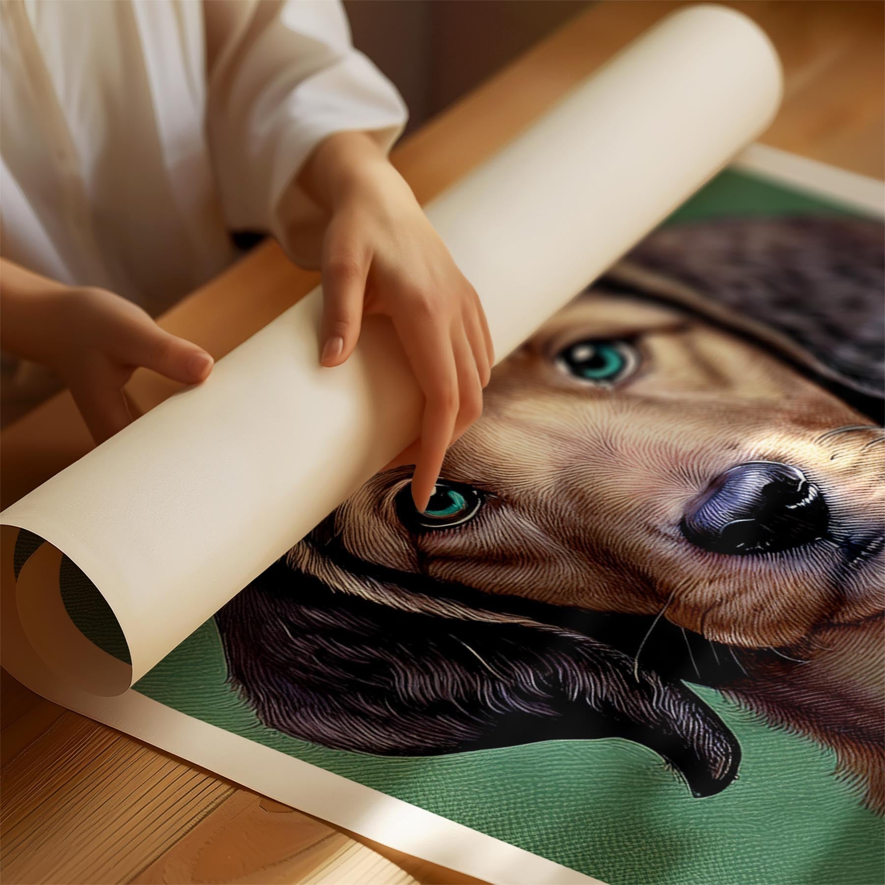 Curly Coated Retriever Green Painted Series image 1