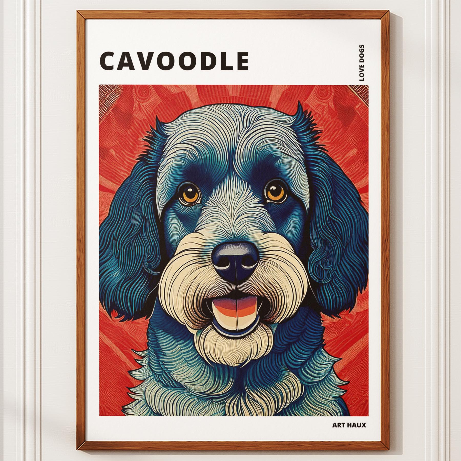 Cavoodle Hokusai Japanese Inspired Dog Series with Text image 9