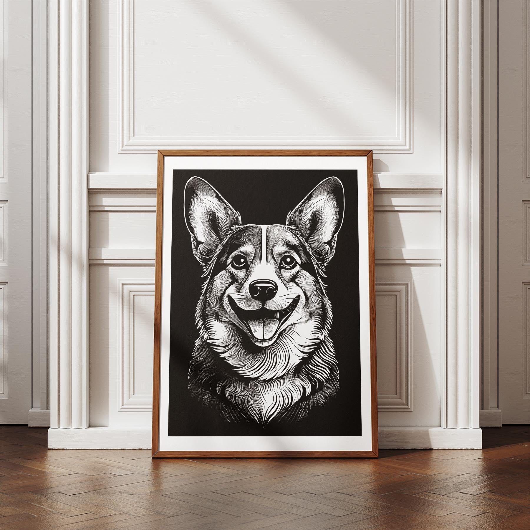 Corgi Line Dog Series in Black and White image 4
