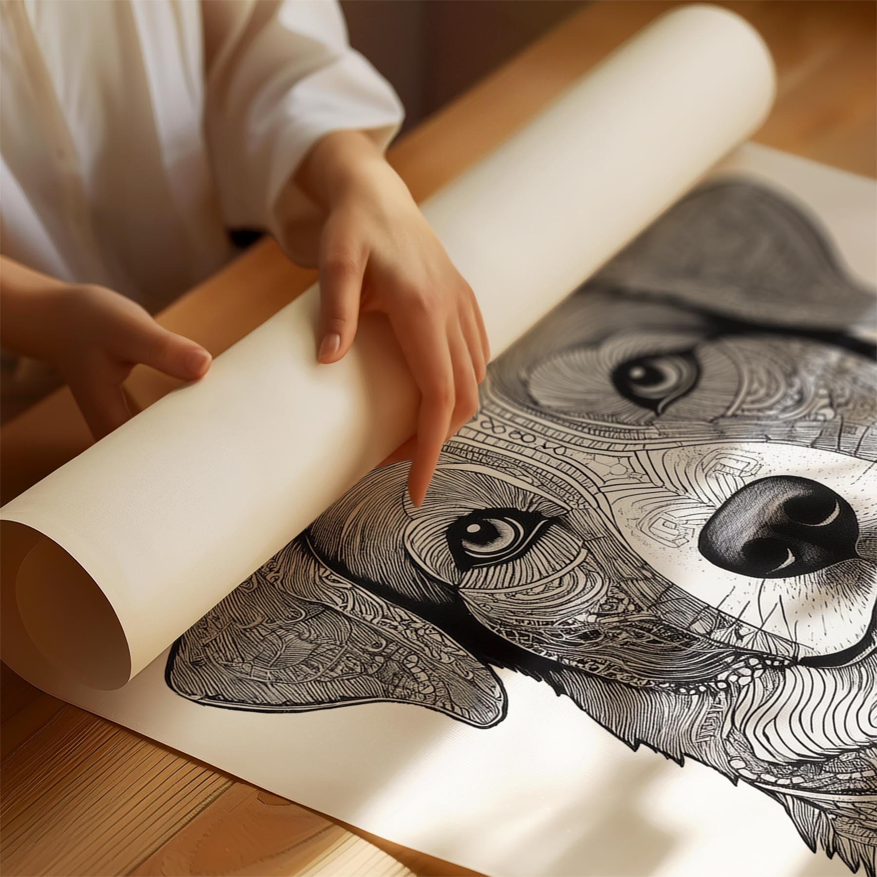 Australian Shepherd Mandala Black and White Dog Series image 1