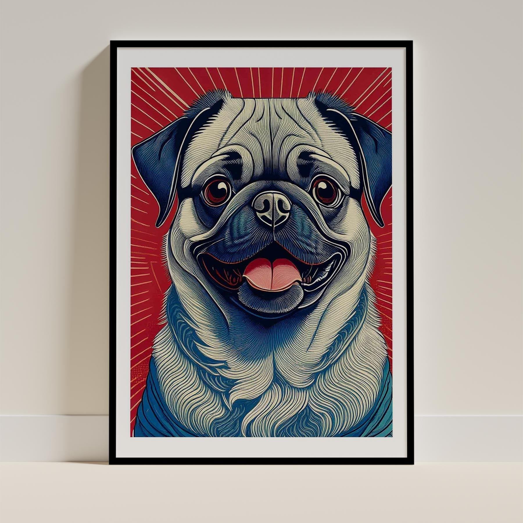 Pug Hokusai Japanese Inspired Dog Series image 0