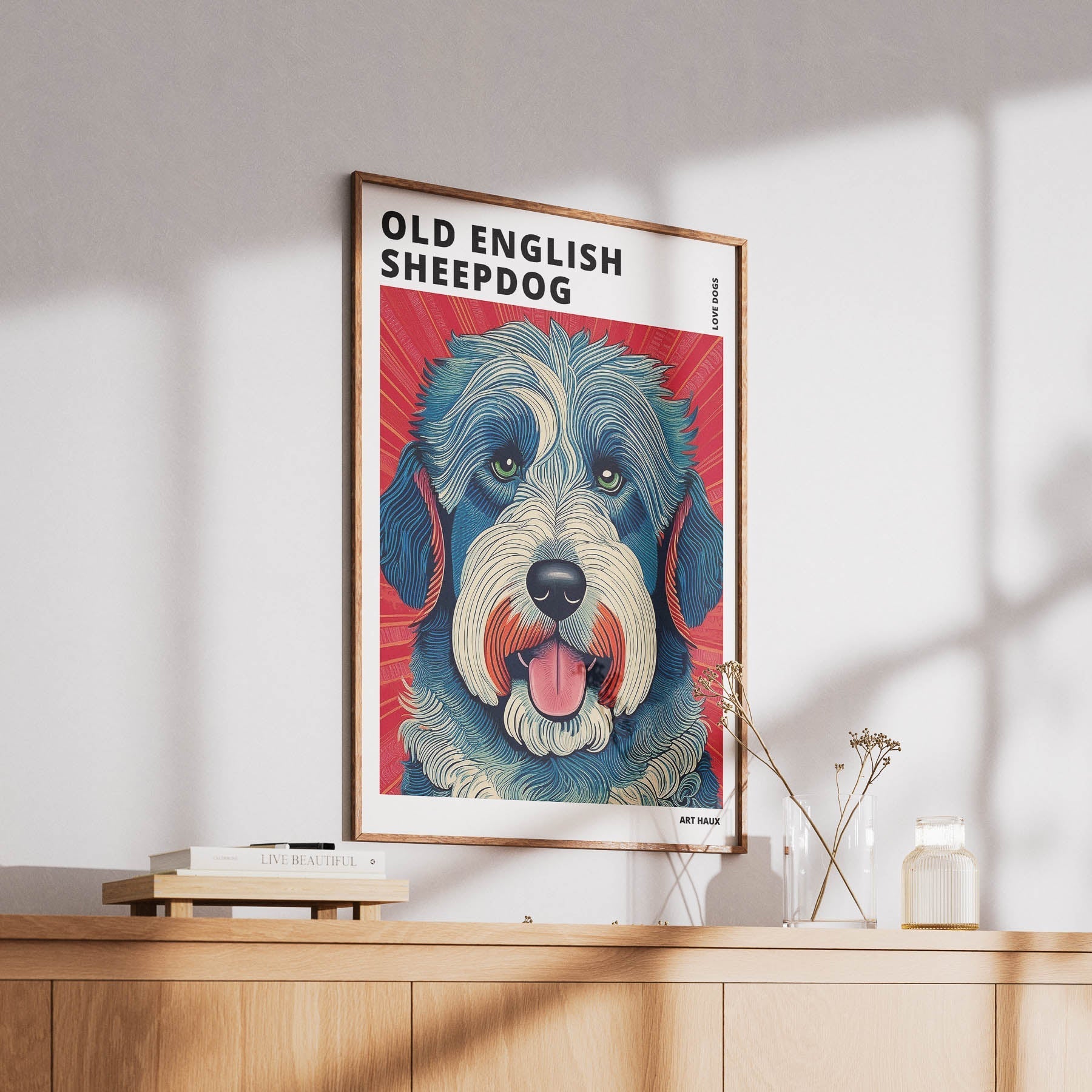 Old English Sheepdog Hokusai Japanese Inspired Dog Series with Text image 5