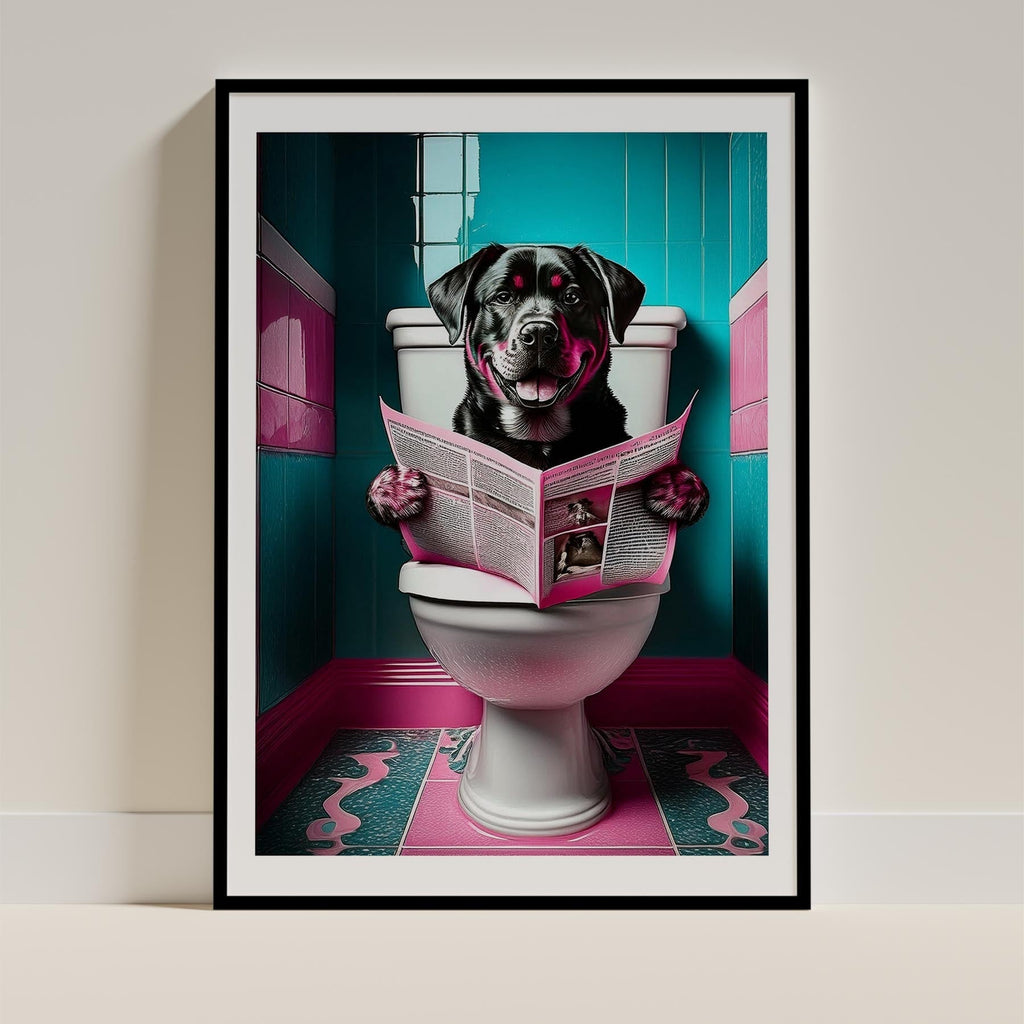 Rottweiler Toilet Dogs PInk and Turquise image 0