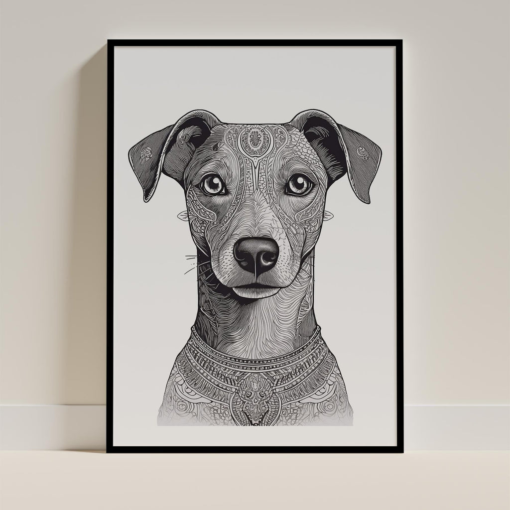 Whippet Mandala Black and White Dog Series image 0