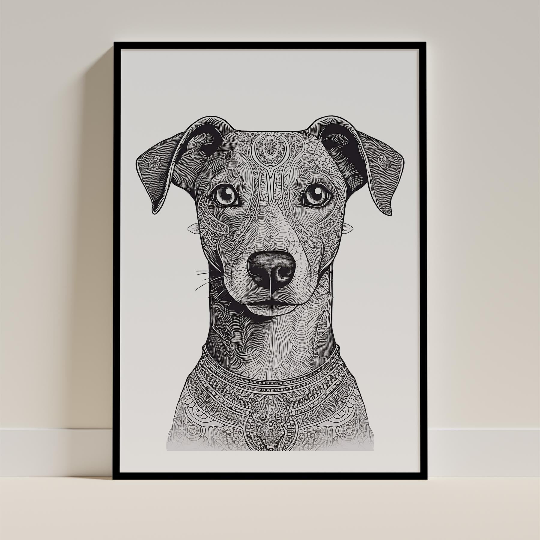 Whippet Mandala Black and White Dog Series image 0