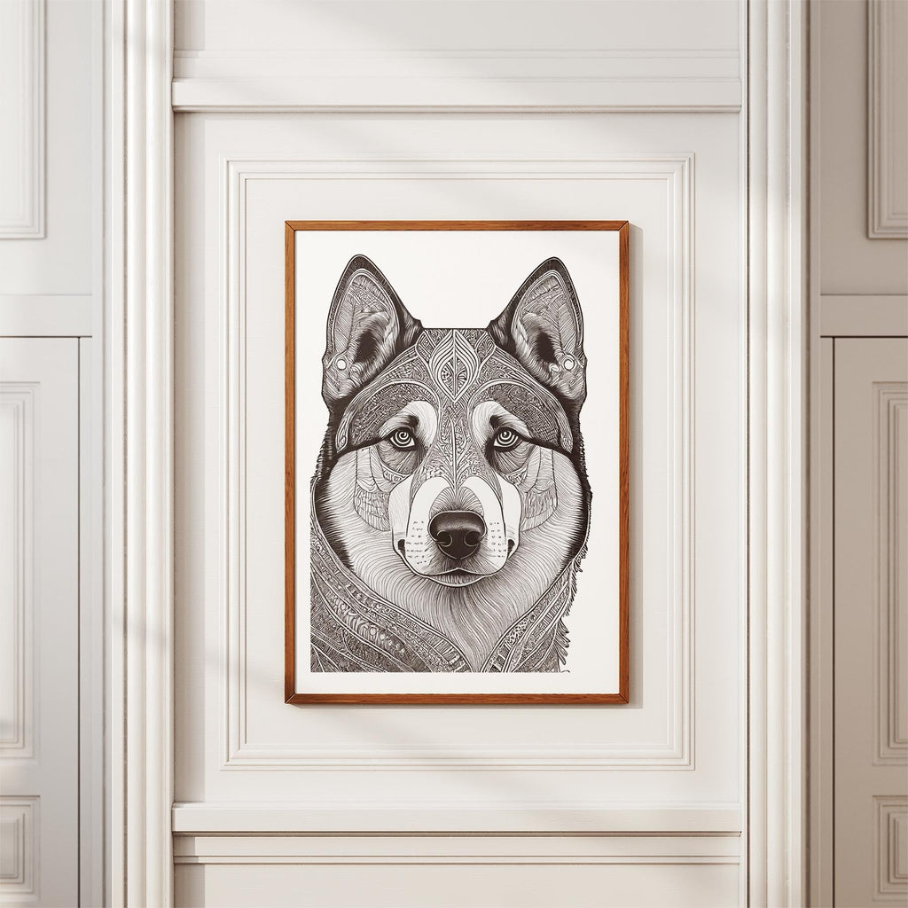 Alaskan Malamute Mandala Black and White Dog Series image 3