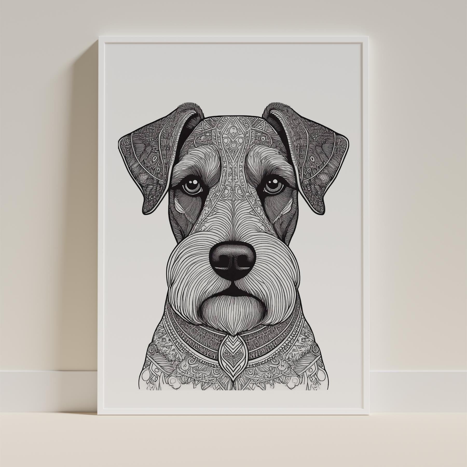 Schnauzer Mandala Black and White Dog Series image 9