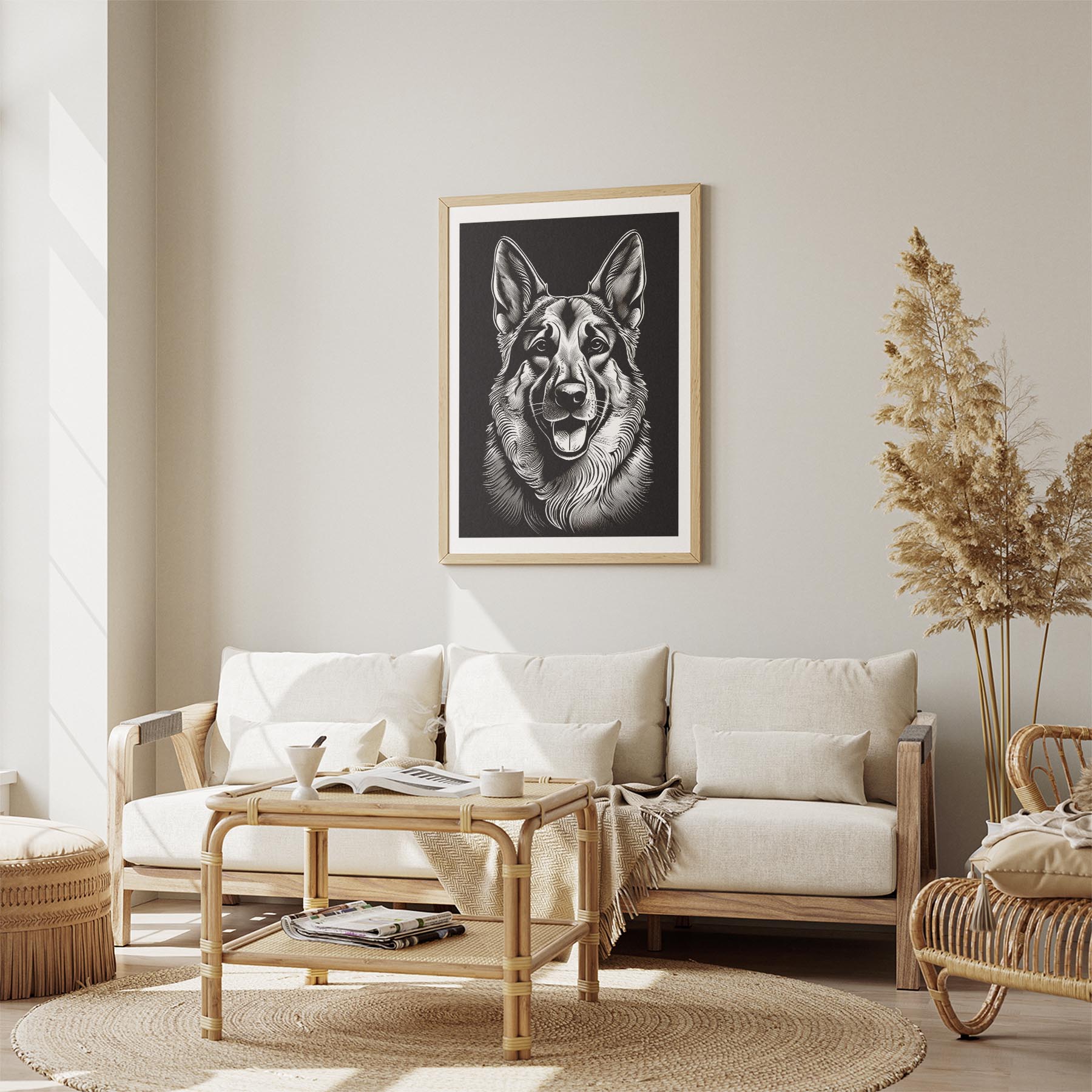 German Shepherd Line Dog Series in Black and White image 2