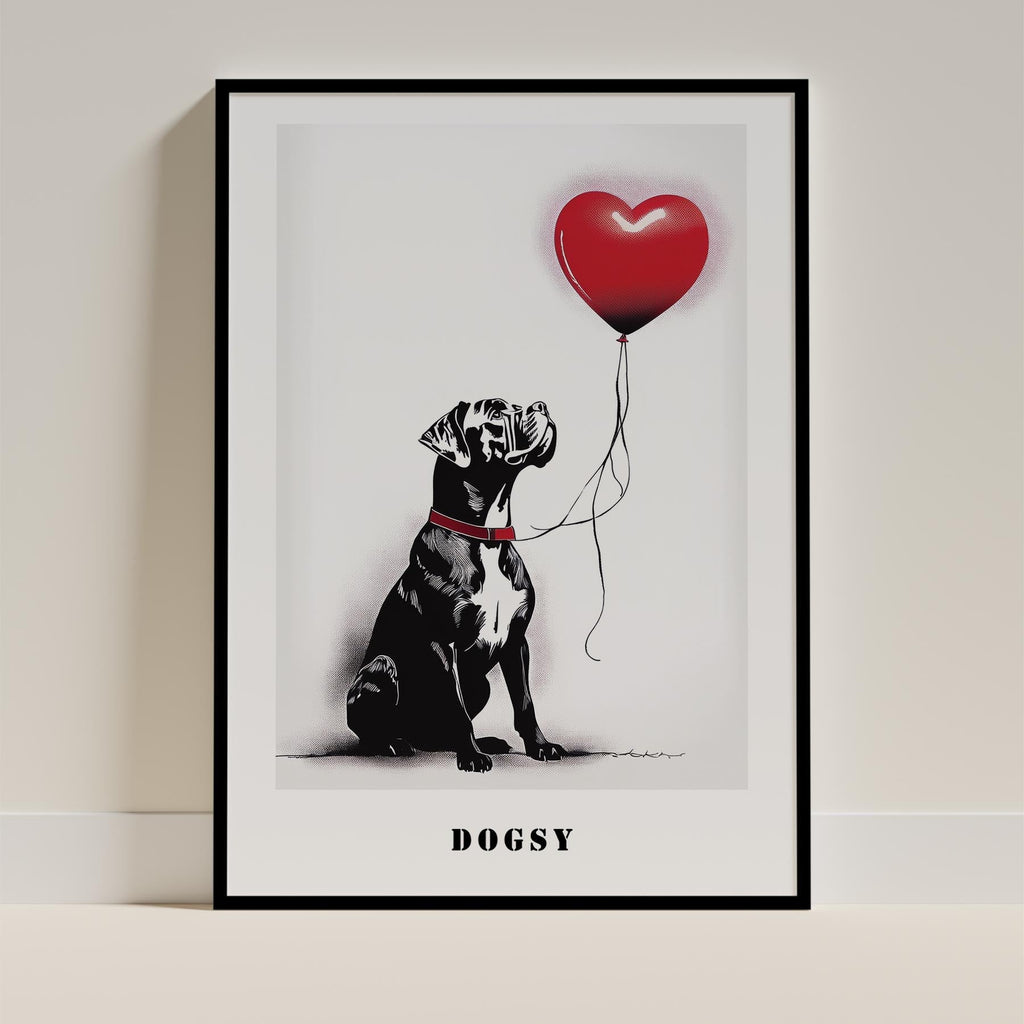 Boxer DOGSY Series inspired by the Art of Banksy with text Dogsy image 0
