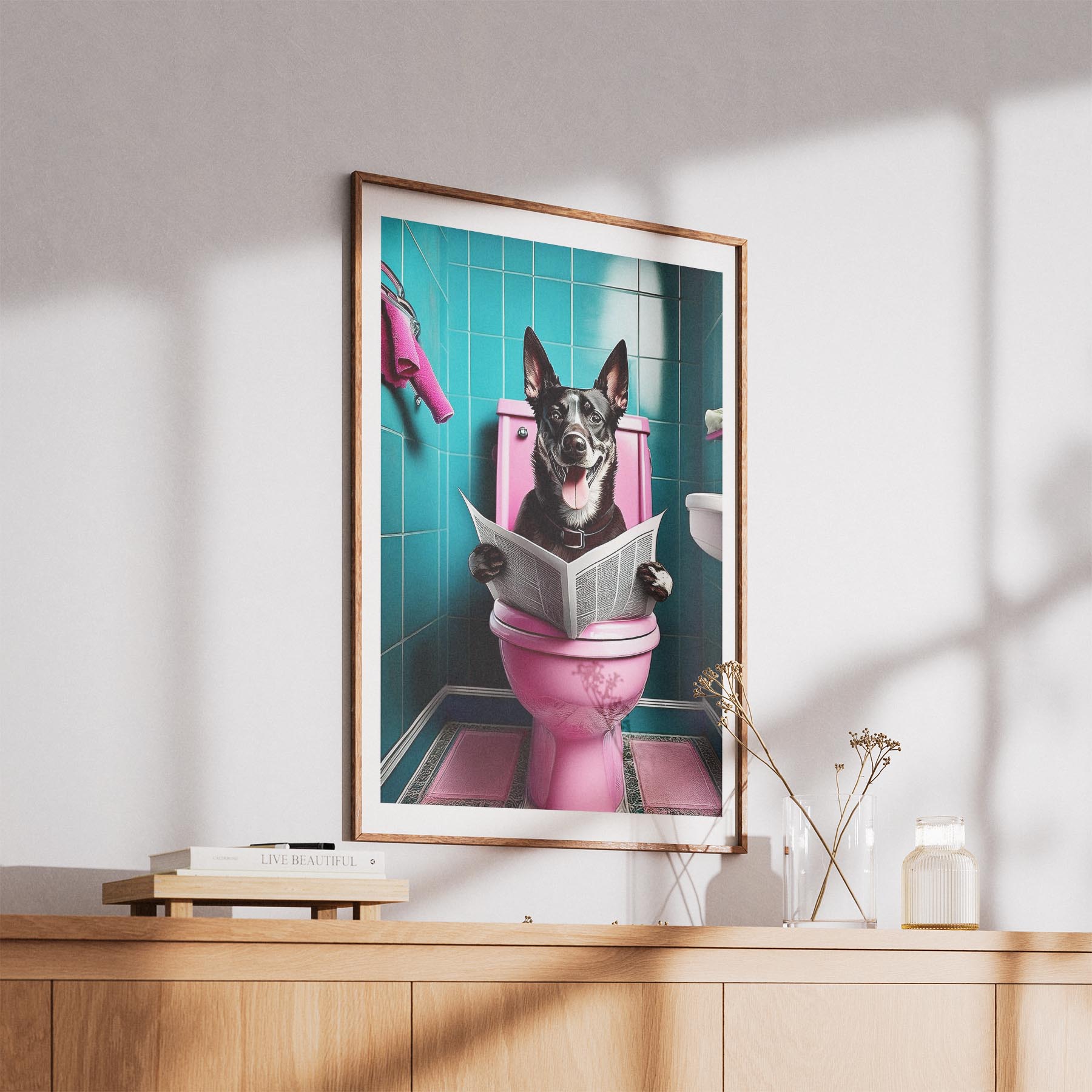 Kelpie Toilet Dogs PInk and Turquise image 5
