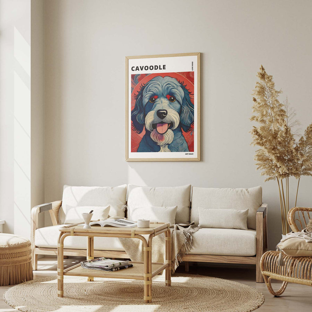 Cavoodle Hokusai Japanese Inspired Dog Series with Text image 2