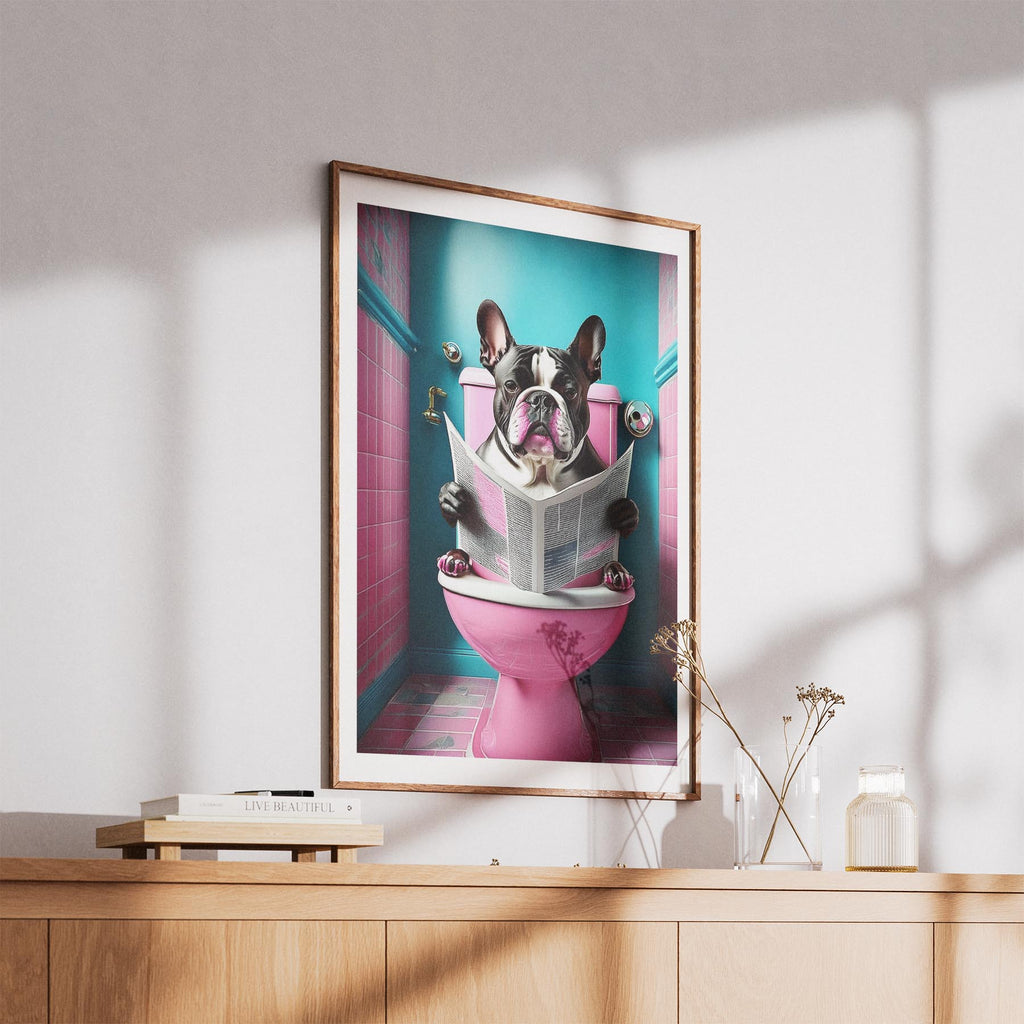 Bulldog Toilet Dogs PInk and Turquise image 5