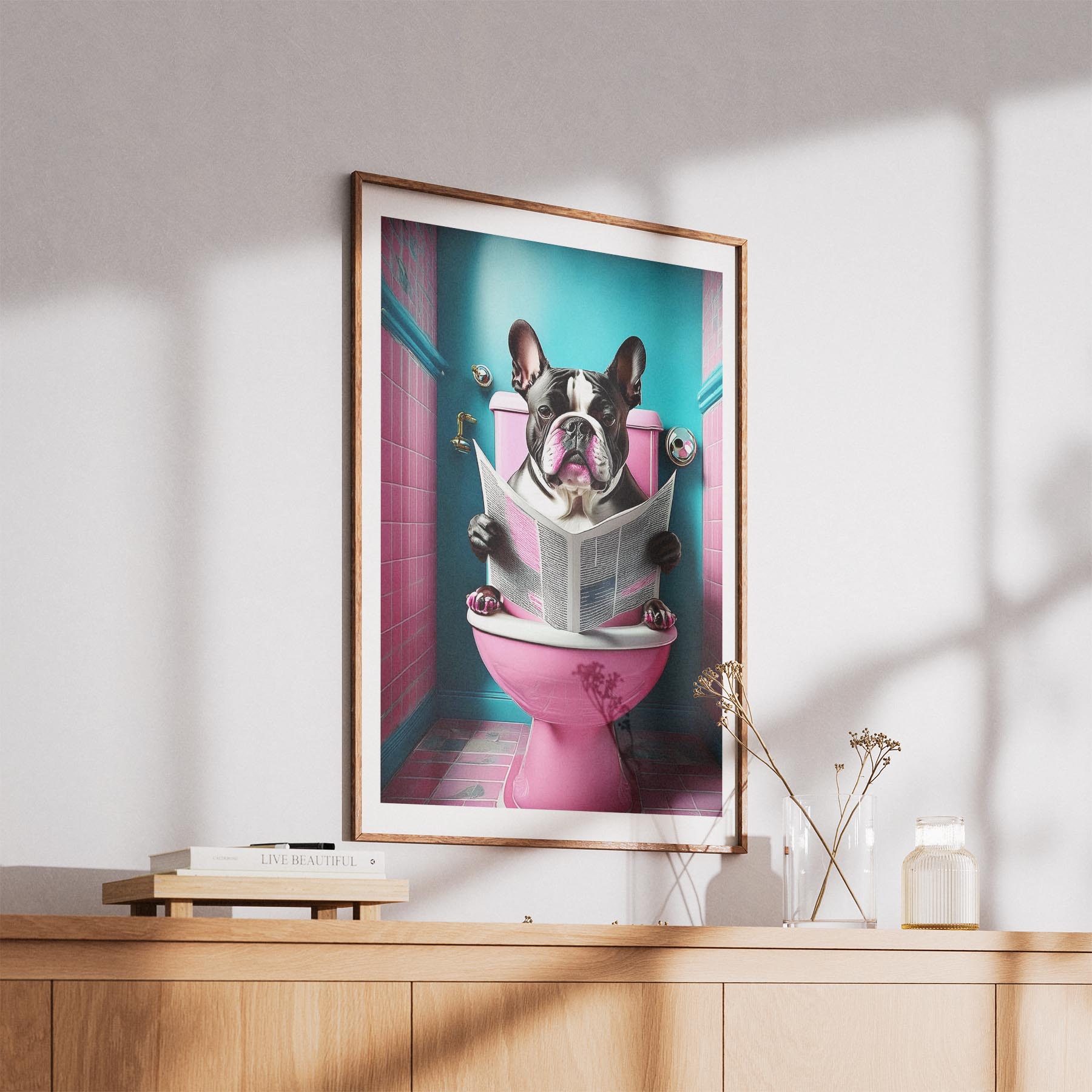 Bulldog Toilet Dogs PInk and Turquise image 5
