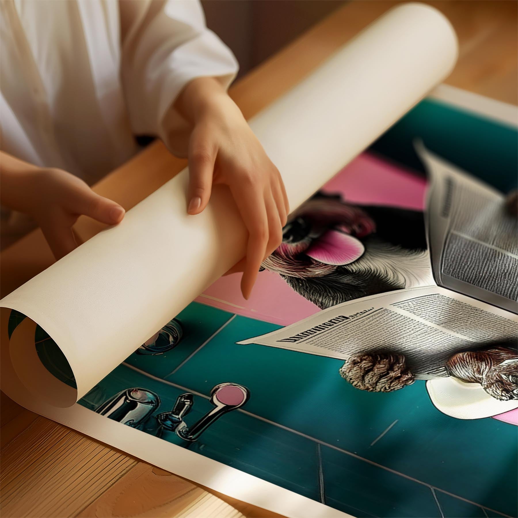 Airedale Toilet Dogs PInk and Turquise image 1