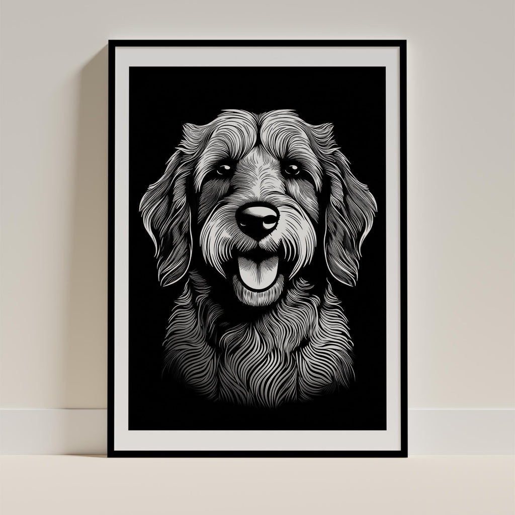 Groodle Line Dog Series in Black and White image 0