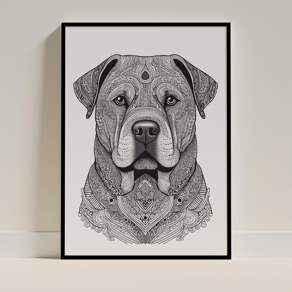 Shar Pei Mandala Black and White Dog Series image 0