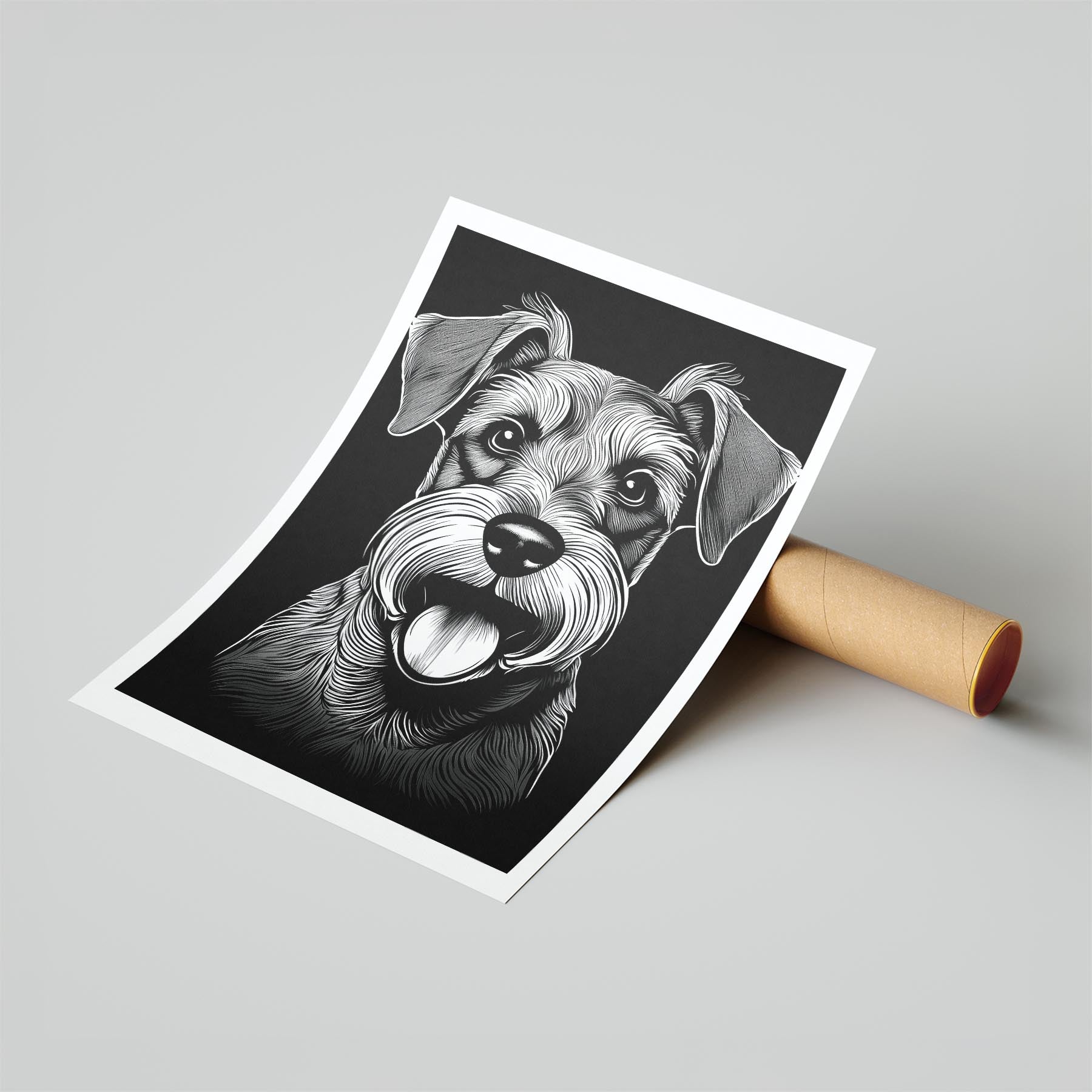 Schnauzer Line Dog Series in Black and White image 6