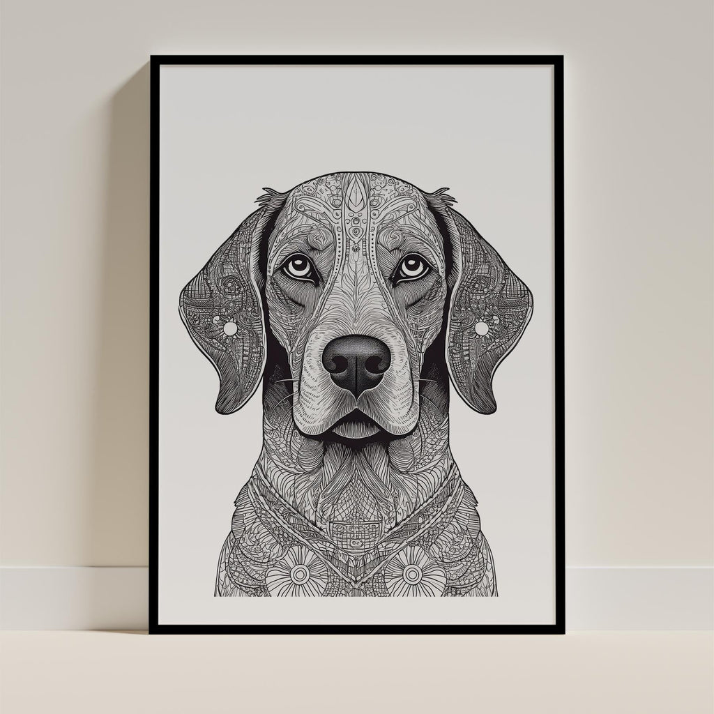 English Setter Mandala Black and White Dog Series image 0