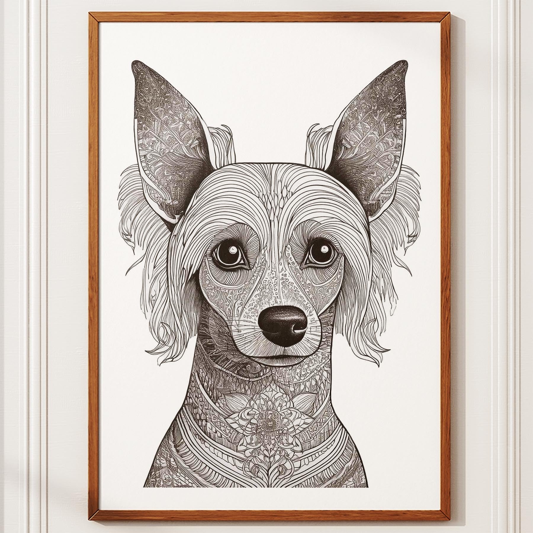 Chinese Crested Mandala Black and White Dog Series image 10