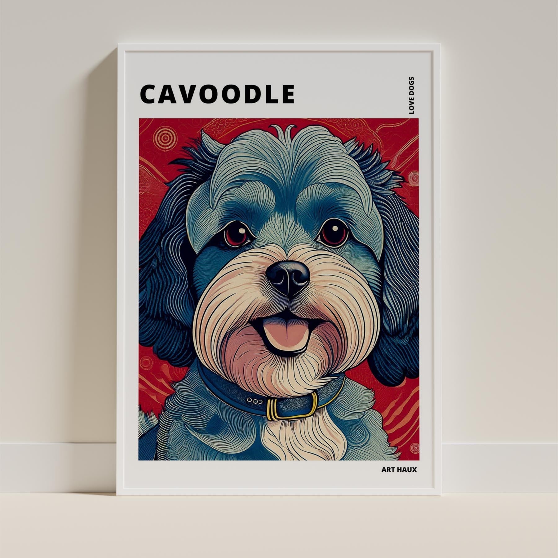 Cavoodle Hokusai Japanese Inspired Dog Series with Text image 8