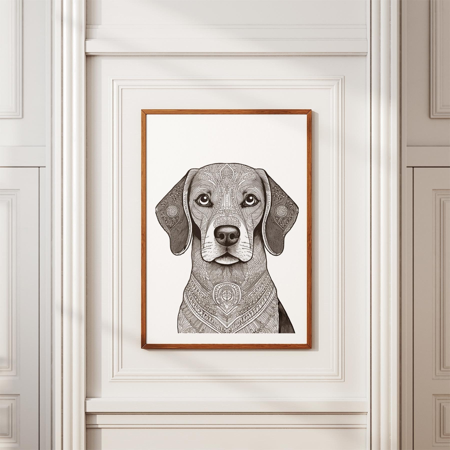 Beagle Mandala Black and White Dog Series image 3