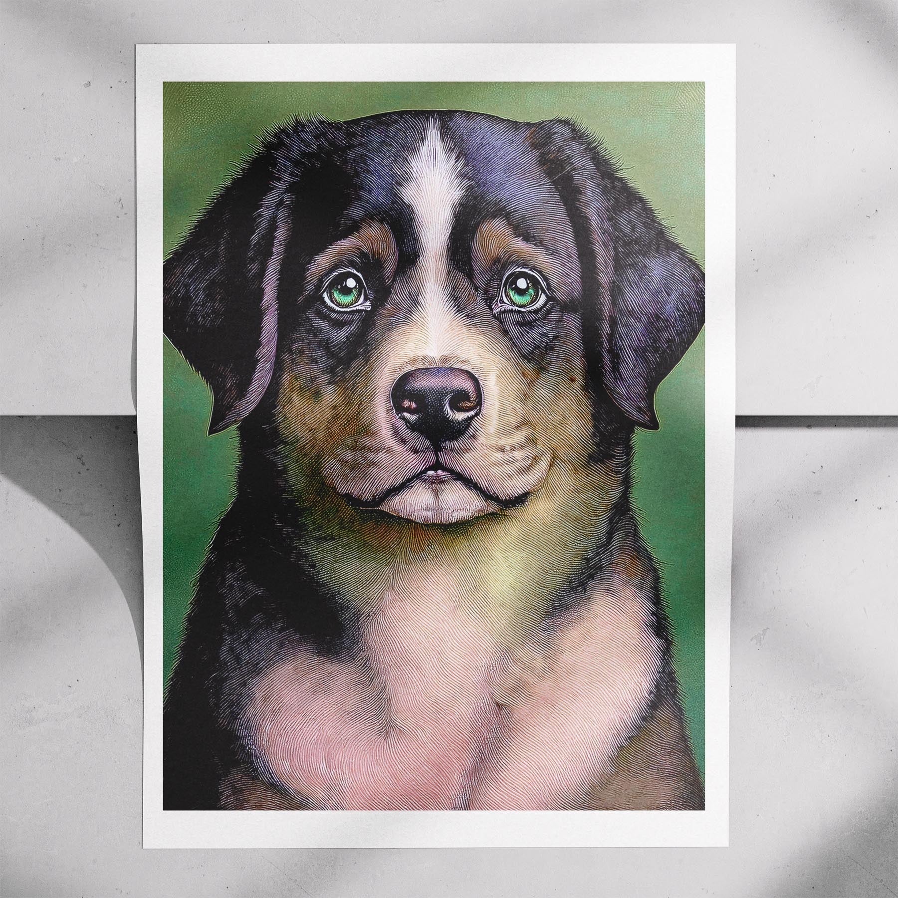 Bernese Mountain Dog Green Painted Series image 7