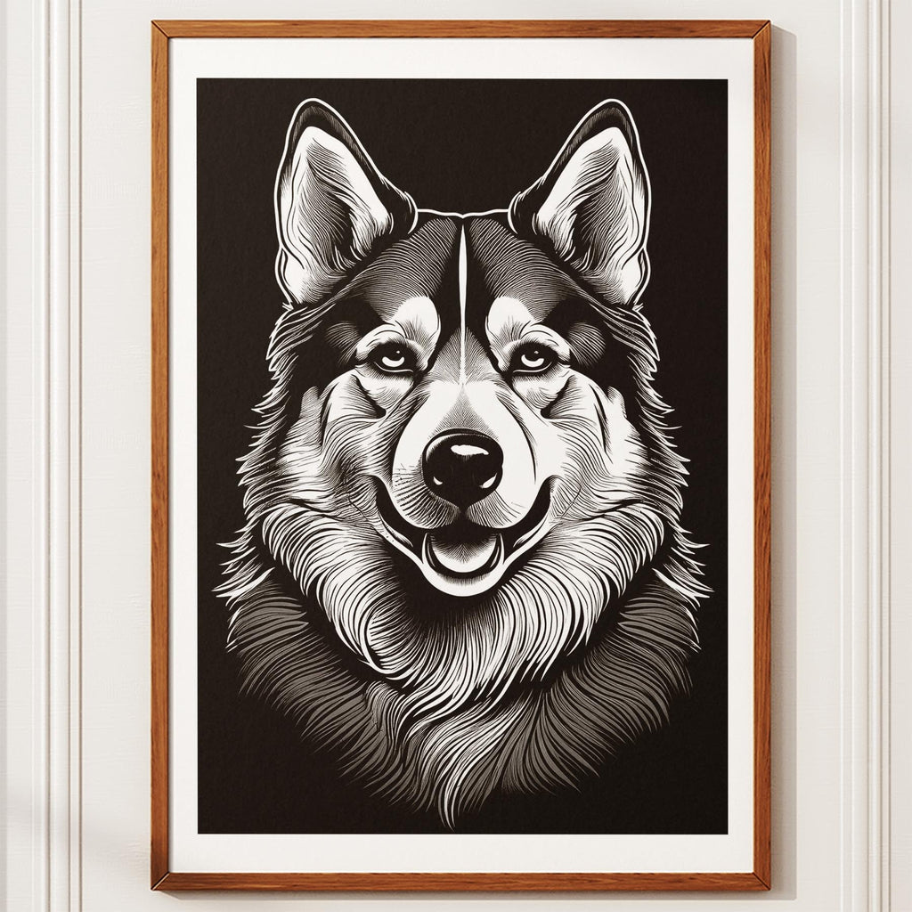 Alaskan Malamute Line Dog Series in Black and White image 10