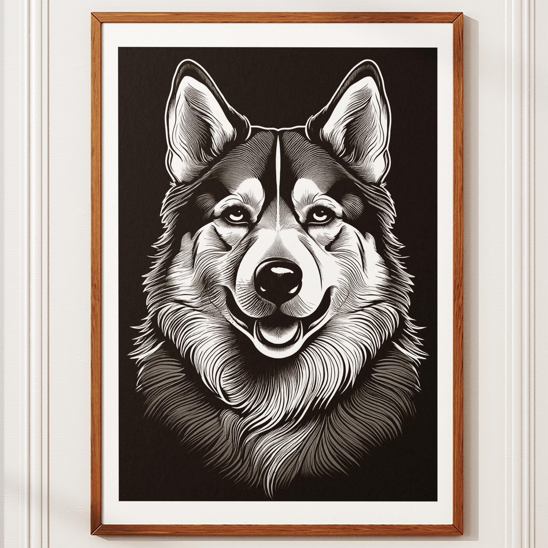 Alaskan Malamute Line Dog Series in Black and White image 10