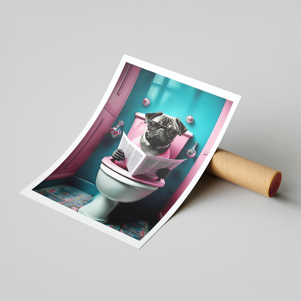 Pug Toilet Dogs PInk and Turquise image 6