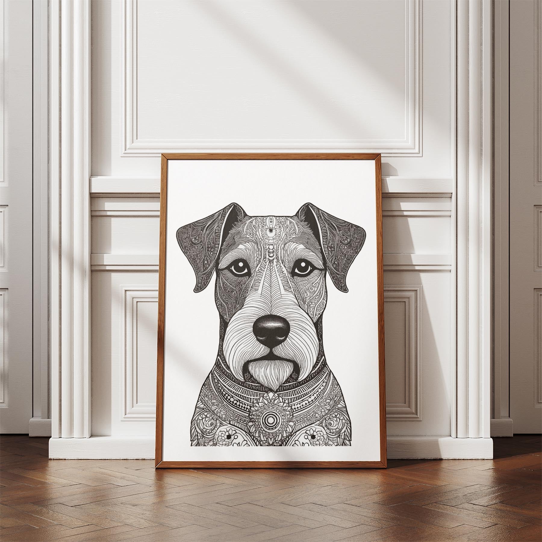 Fox Terrier Mandala Black and White Dog Series image 4