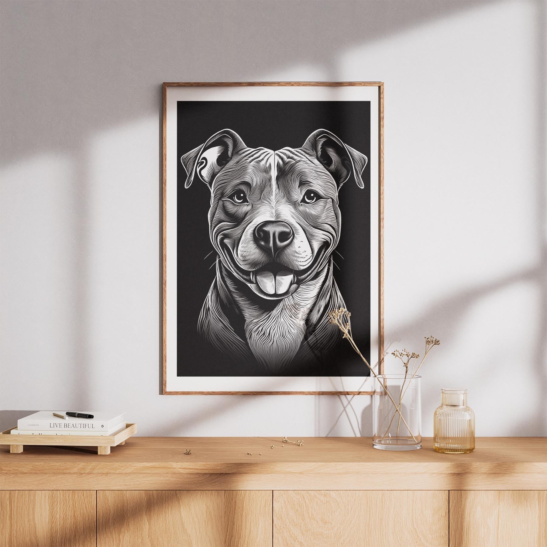 American Pitbull Terrier Line Dog Series in Black and White image 8