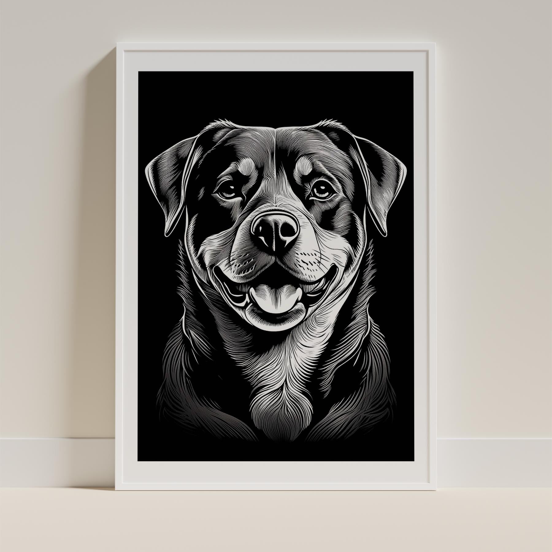 Rottweiler Line Dog Series in Black and White image 9
