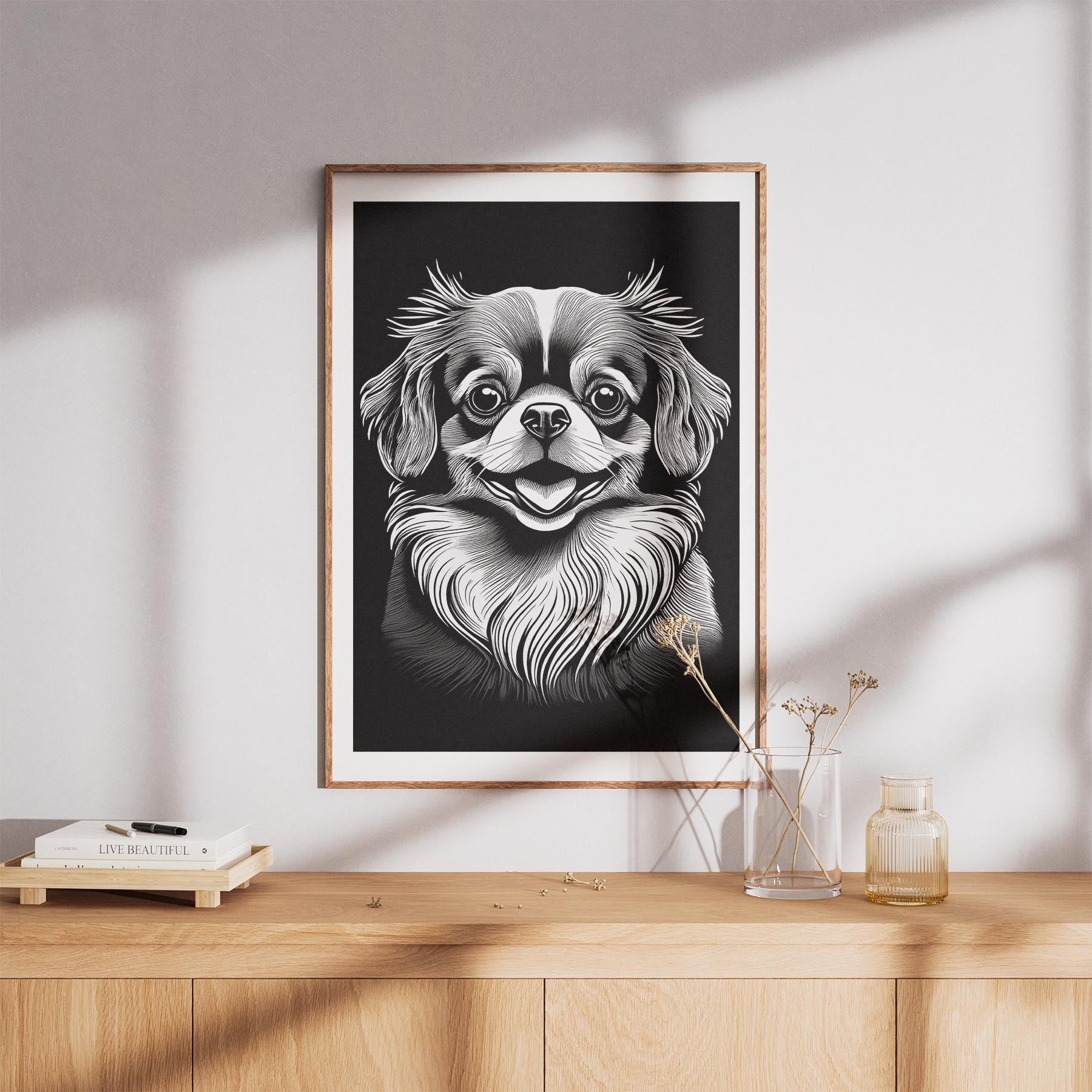 Pomeranian Line Dog Series in Black and White image 8