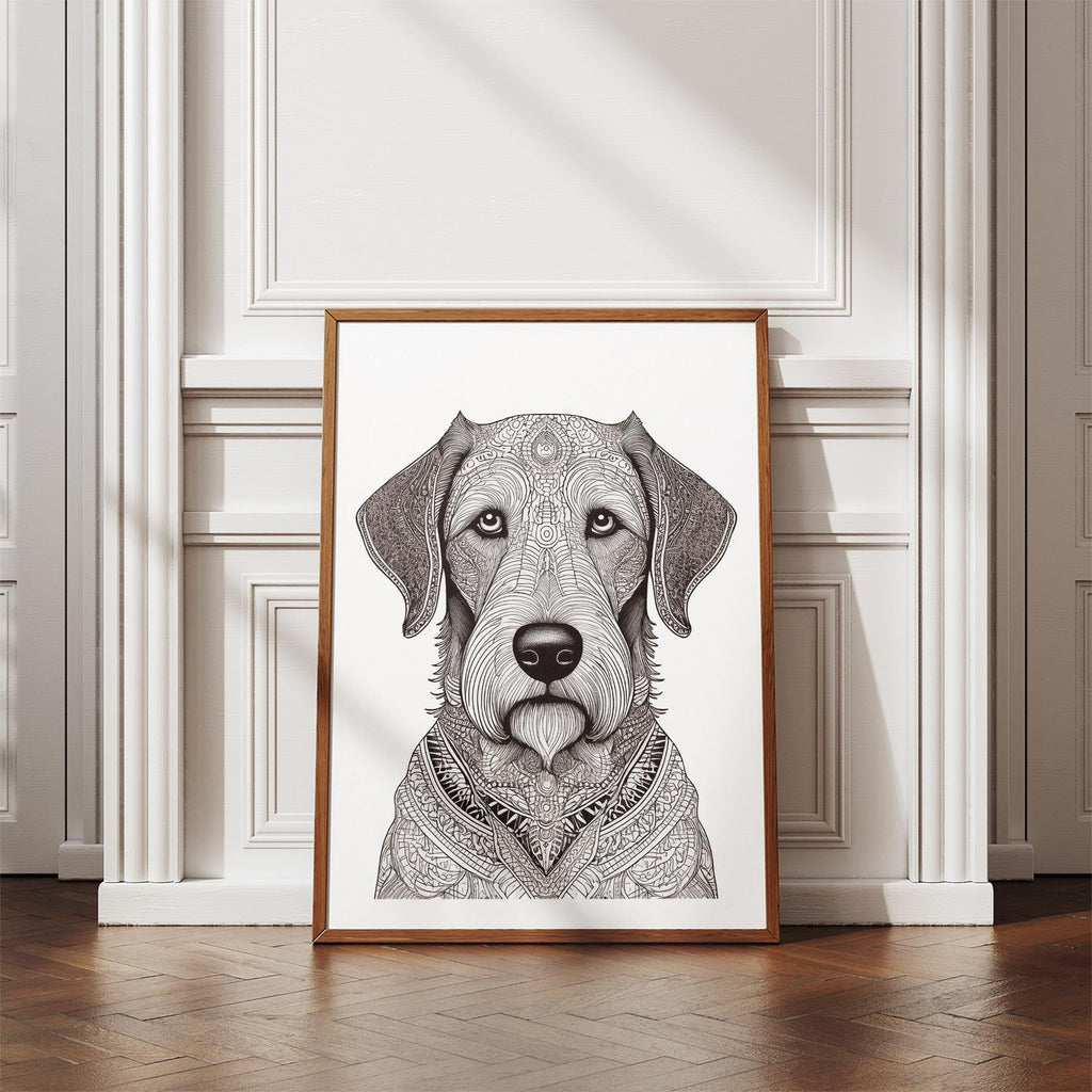Irish Wolfhound Mandala Black and White Dog Series image 4