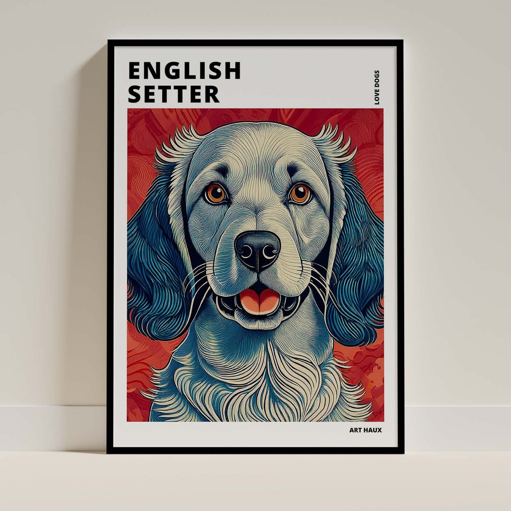 English Setter Hokusai Japanese Inspired Dog Series with Text image 0