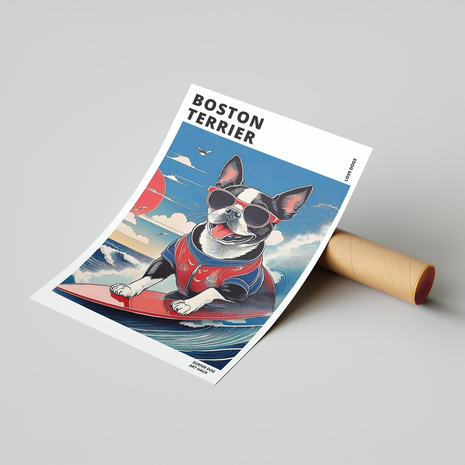 Boston Terrier Hokosai Surfer Dogs 1 image 7