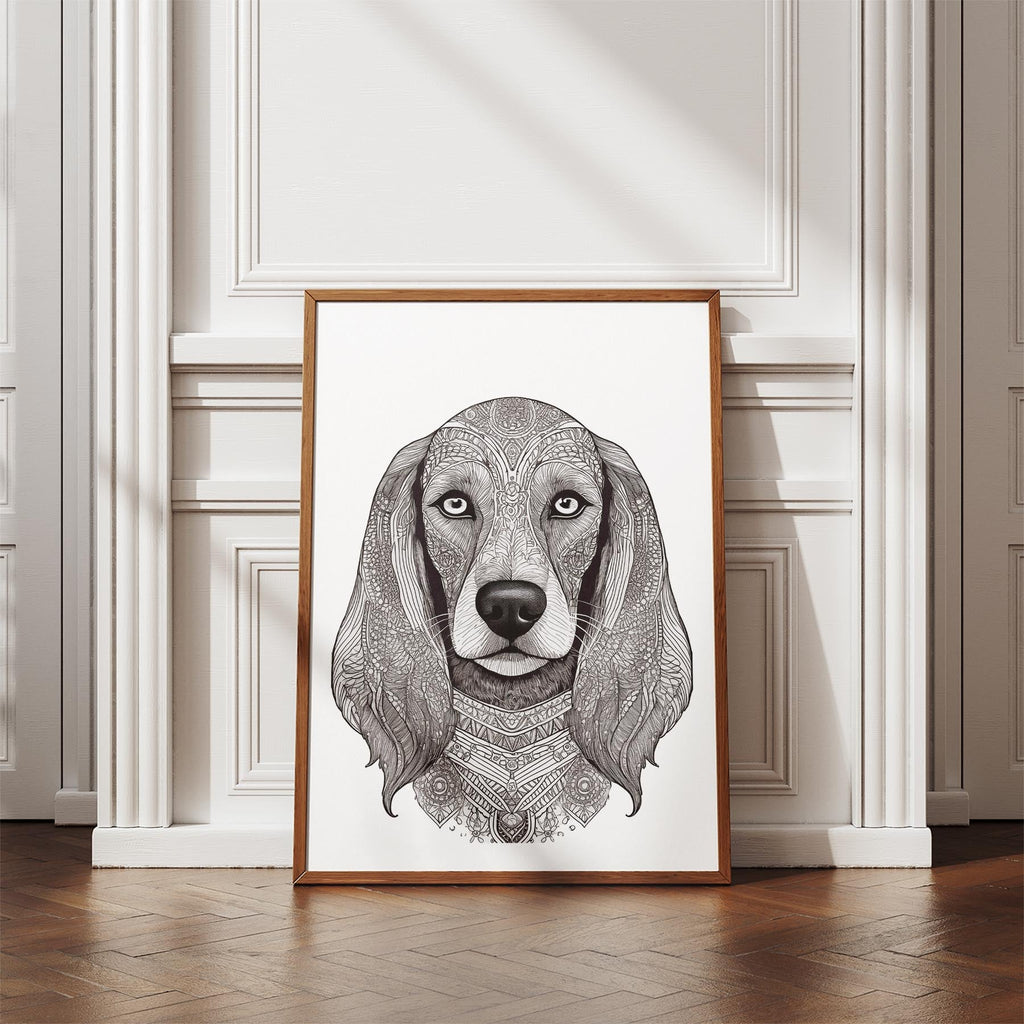 Afghan Mandala Black and White Dog Series image 4