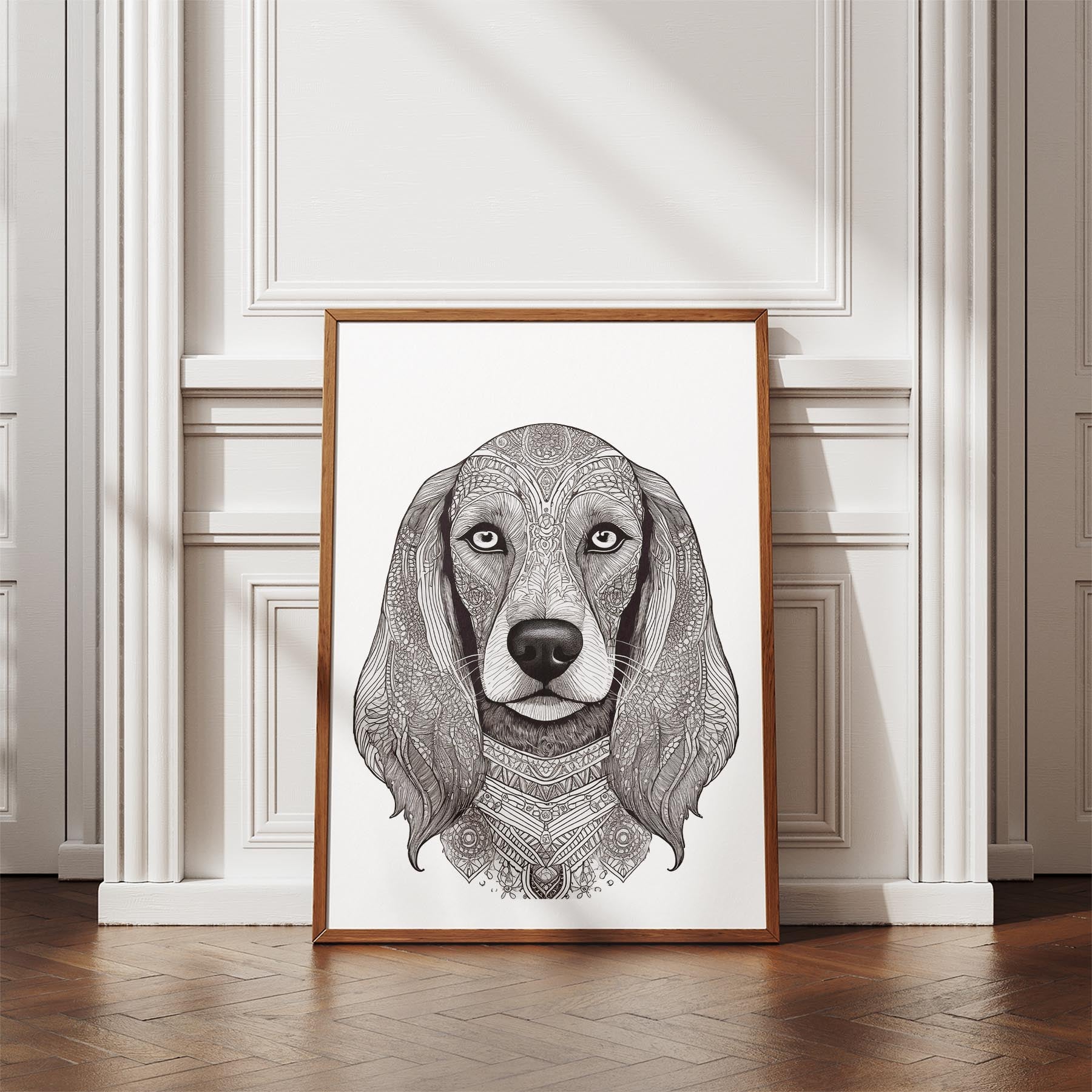 Afghan Mandala Black and White Dog Series image 4