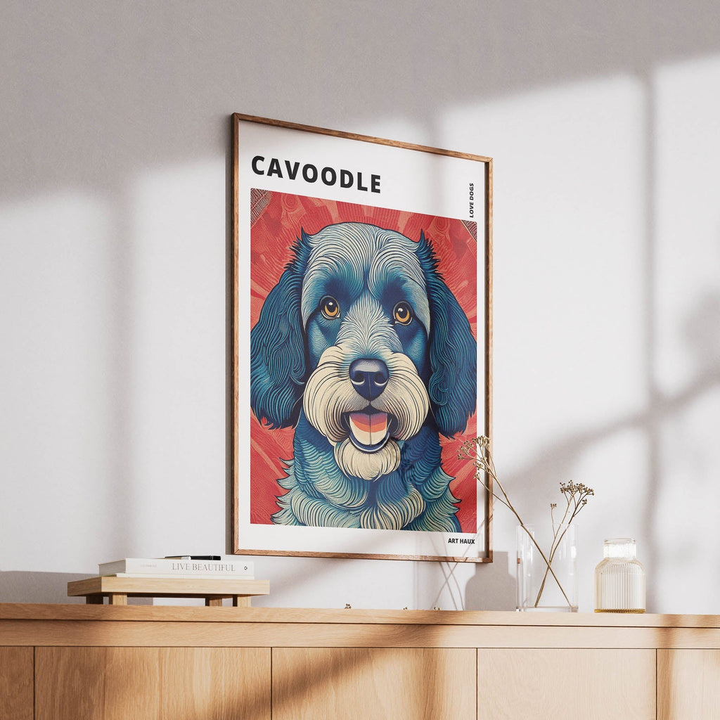 Cavoodle Hokusai Japanese Inspired Dog Series with Text image 5
