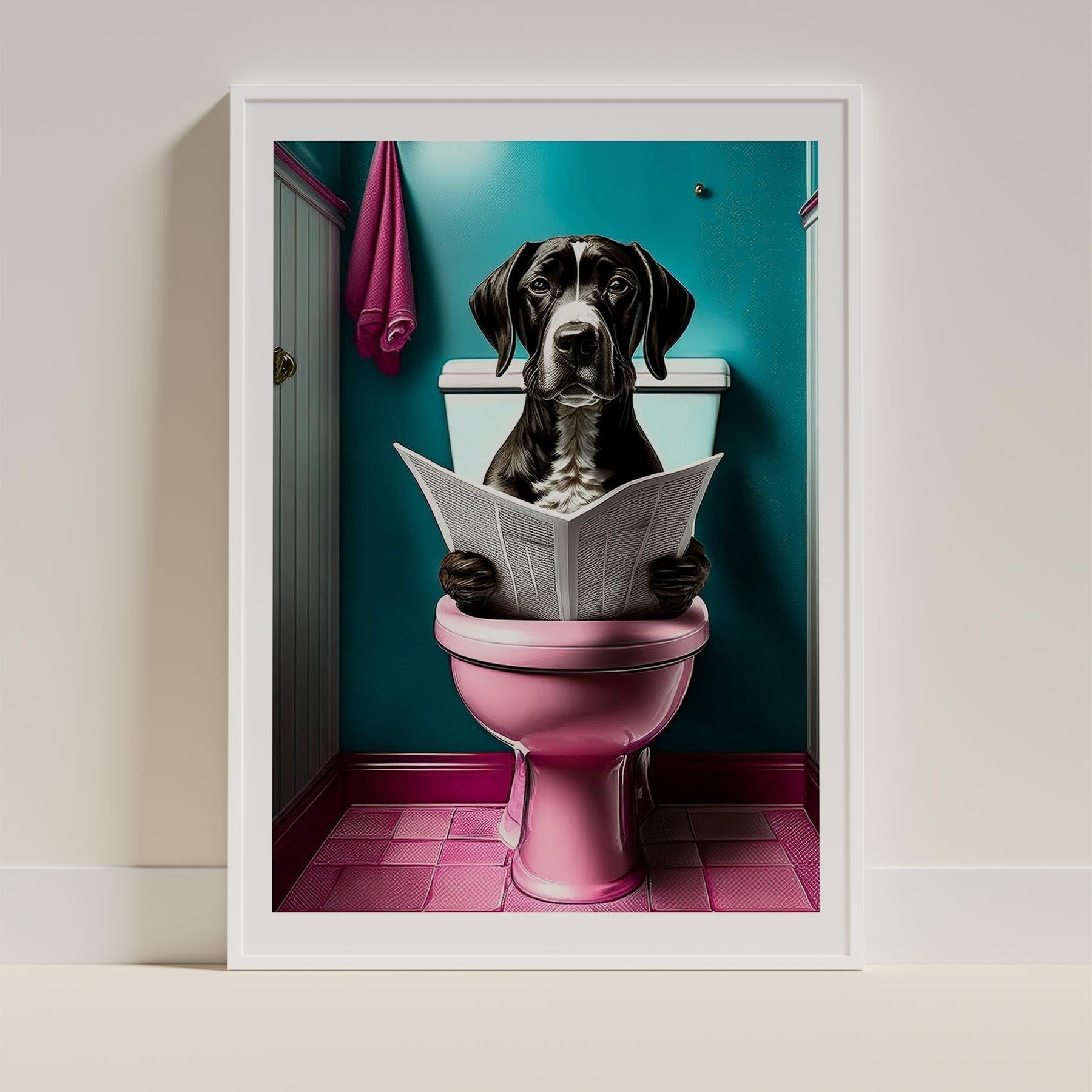 English Pointer Toilet Dogs PInk and Turquise image 9