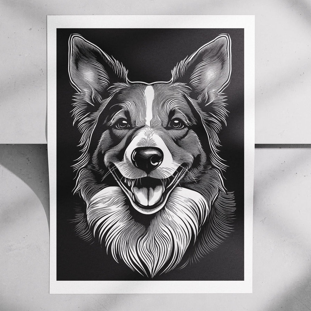 Border Collie Line Dog Series in Black and White image 7