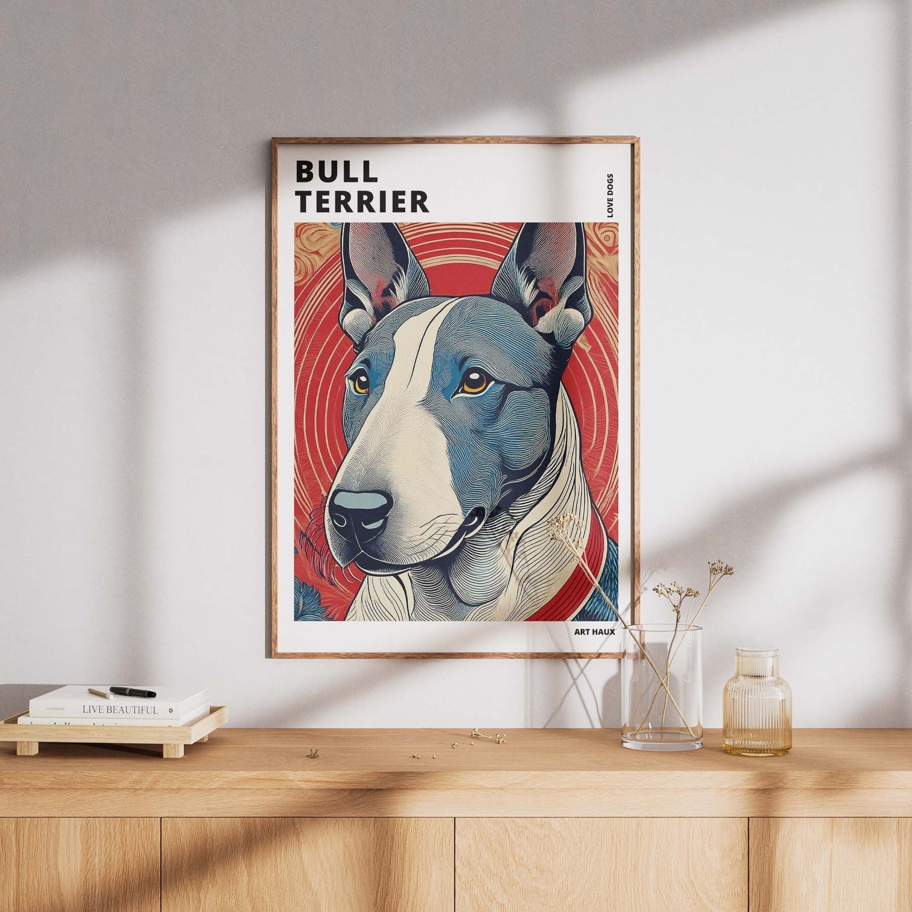 Bull Terrier Hokusai Japanese Inspired Dog Series with Text image 7