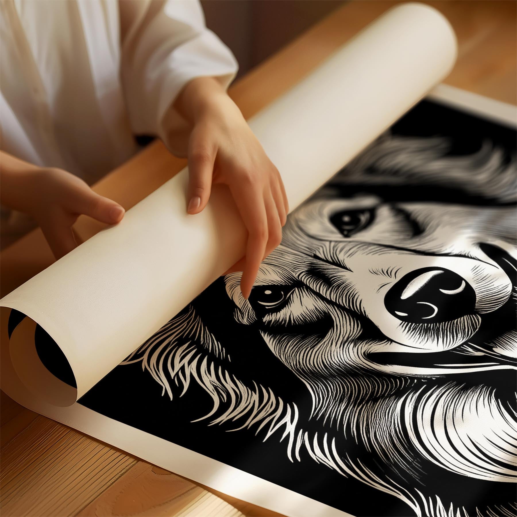 Rough Smooth Collie Line Dog Series in Black and White image 1